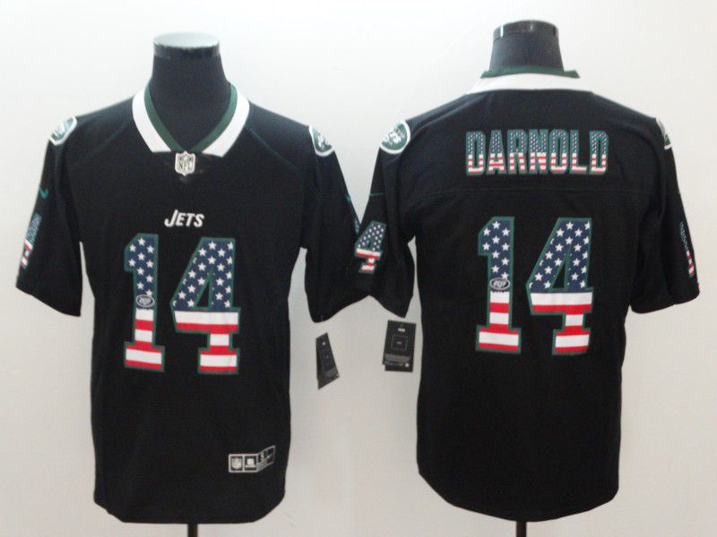 Men New York Jets #14 Darnold Nike USA Flag Fashion Black Color Rush Limited NFL Jerseys